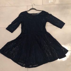 Navy blue lace dress with matching slip